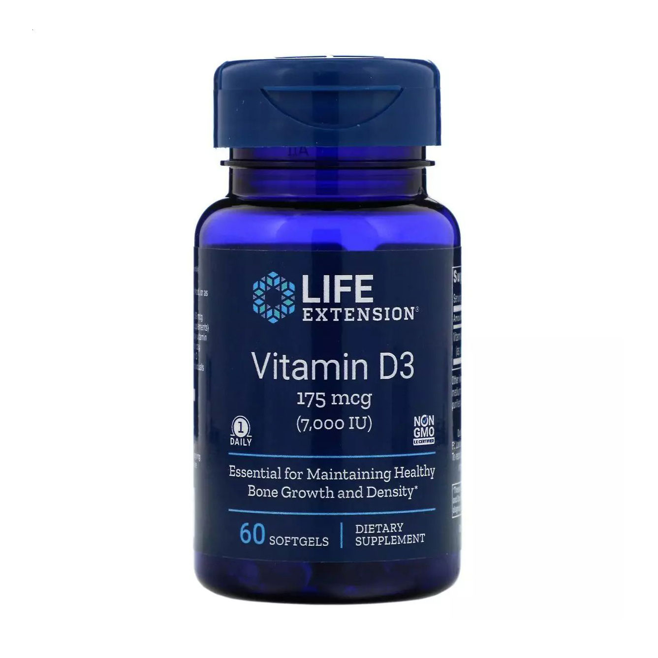 Вітамін Д3 Life Extension Vitamin D3 175 мкг 7000 МО, 60 желатинових капсул